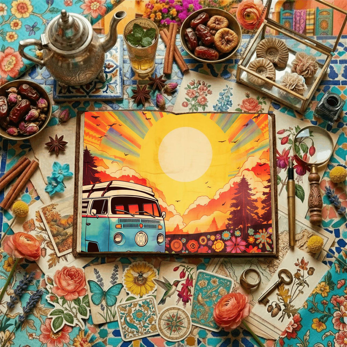 Hippie Campervan Digital Papers