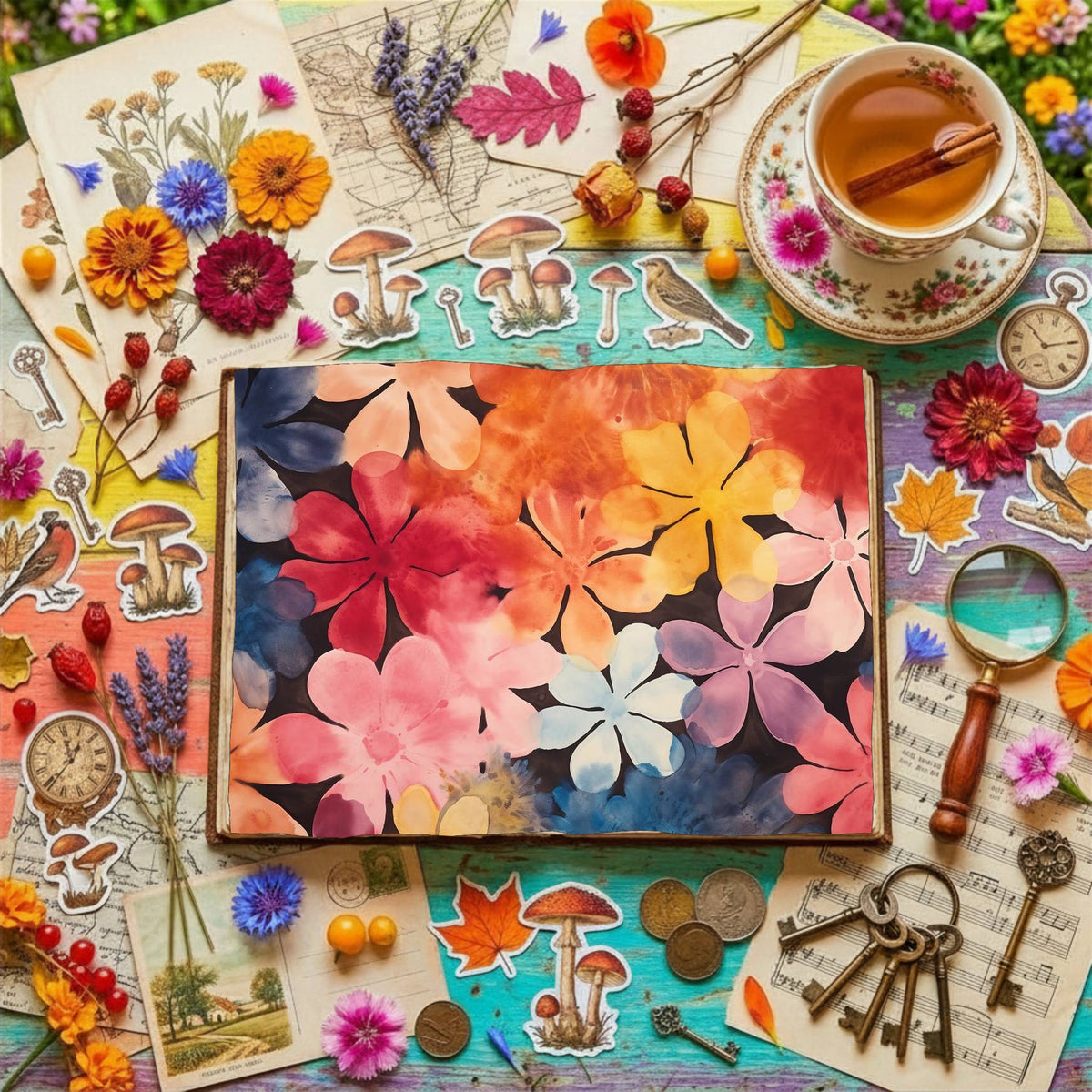 Hippie Flowers Digital Papers
