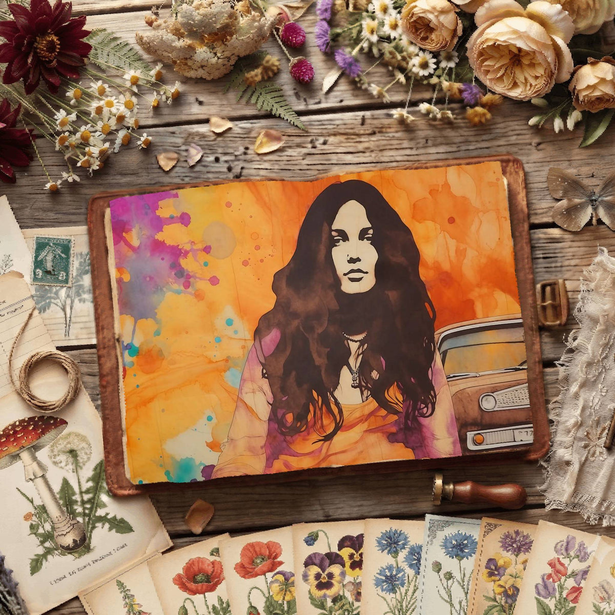 Hippie Woman Digital Papers