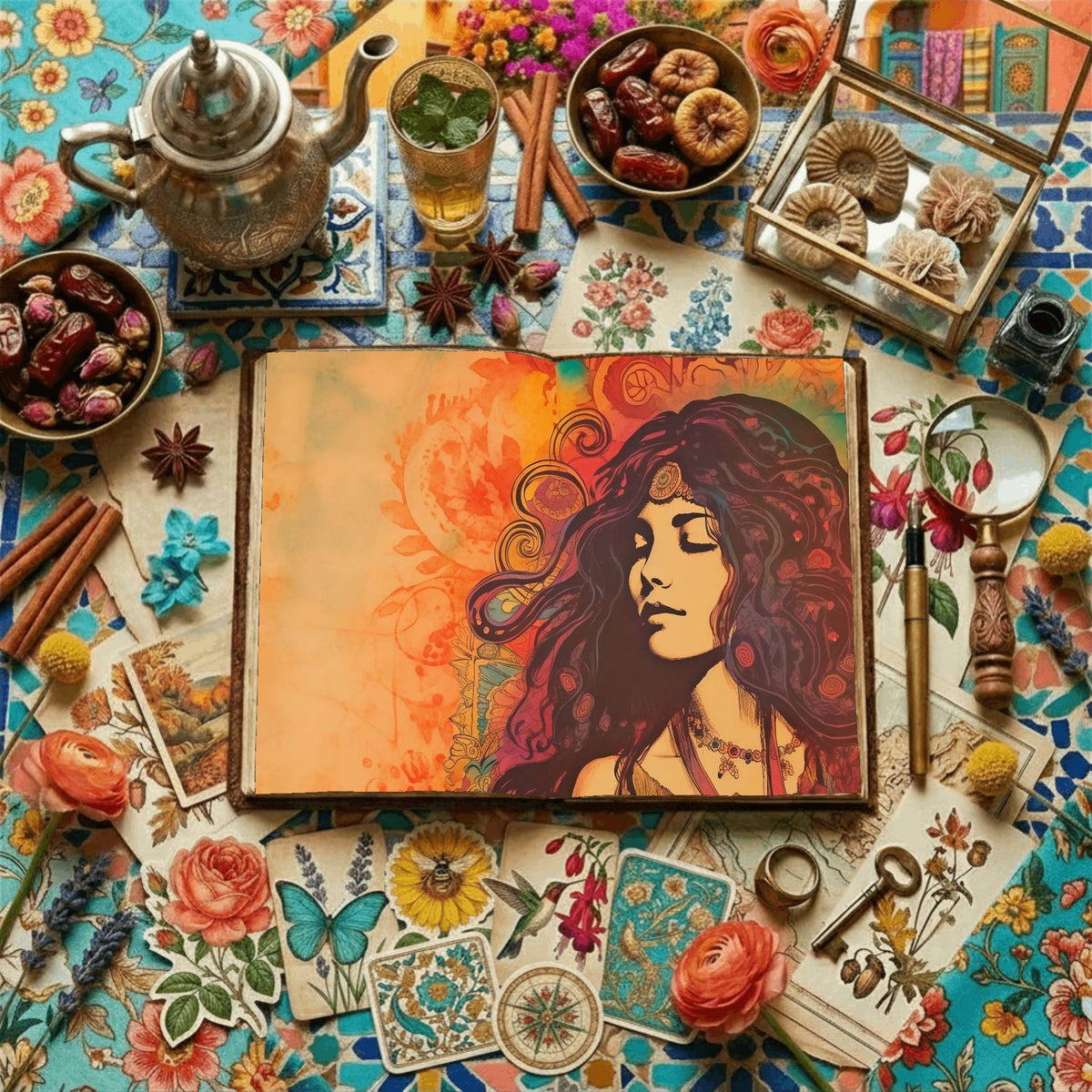 Hippie Woman Digital Papers