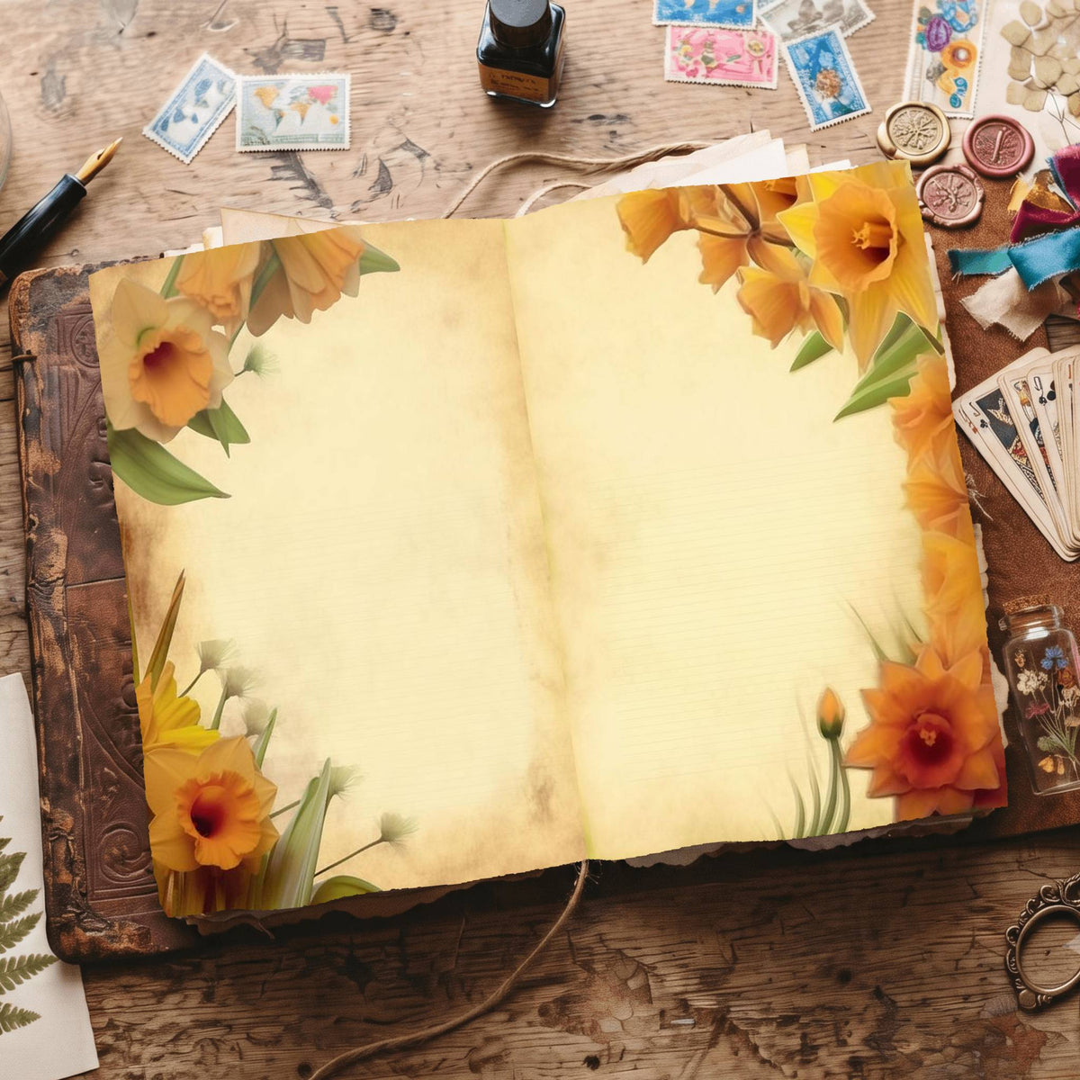 Lined Flower Digital Papers