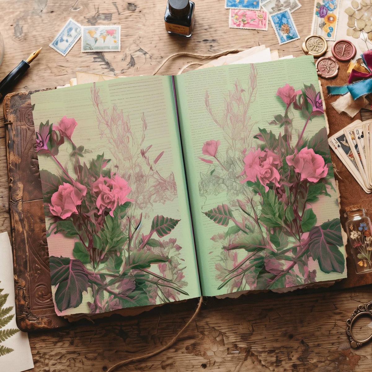 Lined Flower Digital Papers