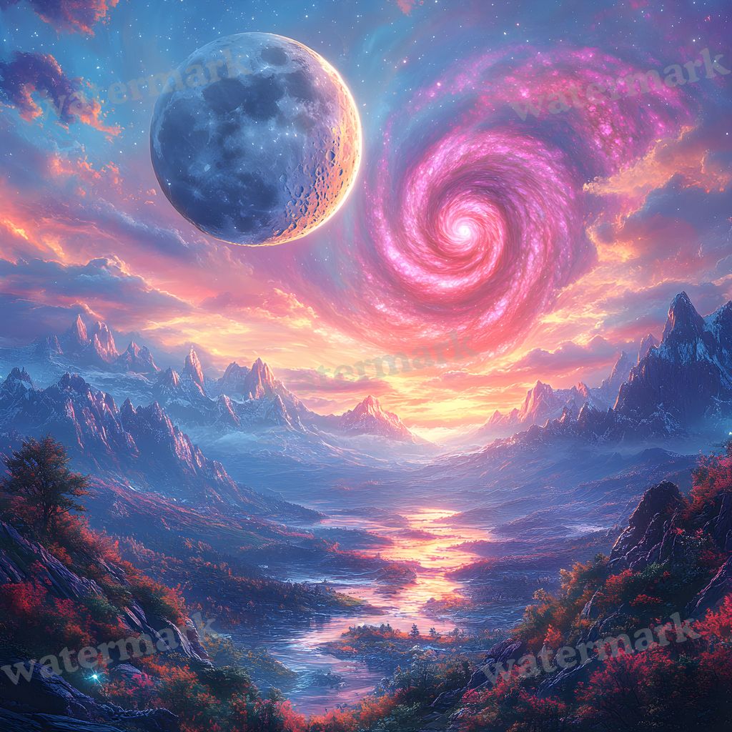 Majestic Moon digital photo backdrop for photo editing, preview 6