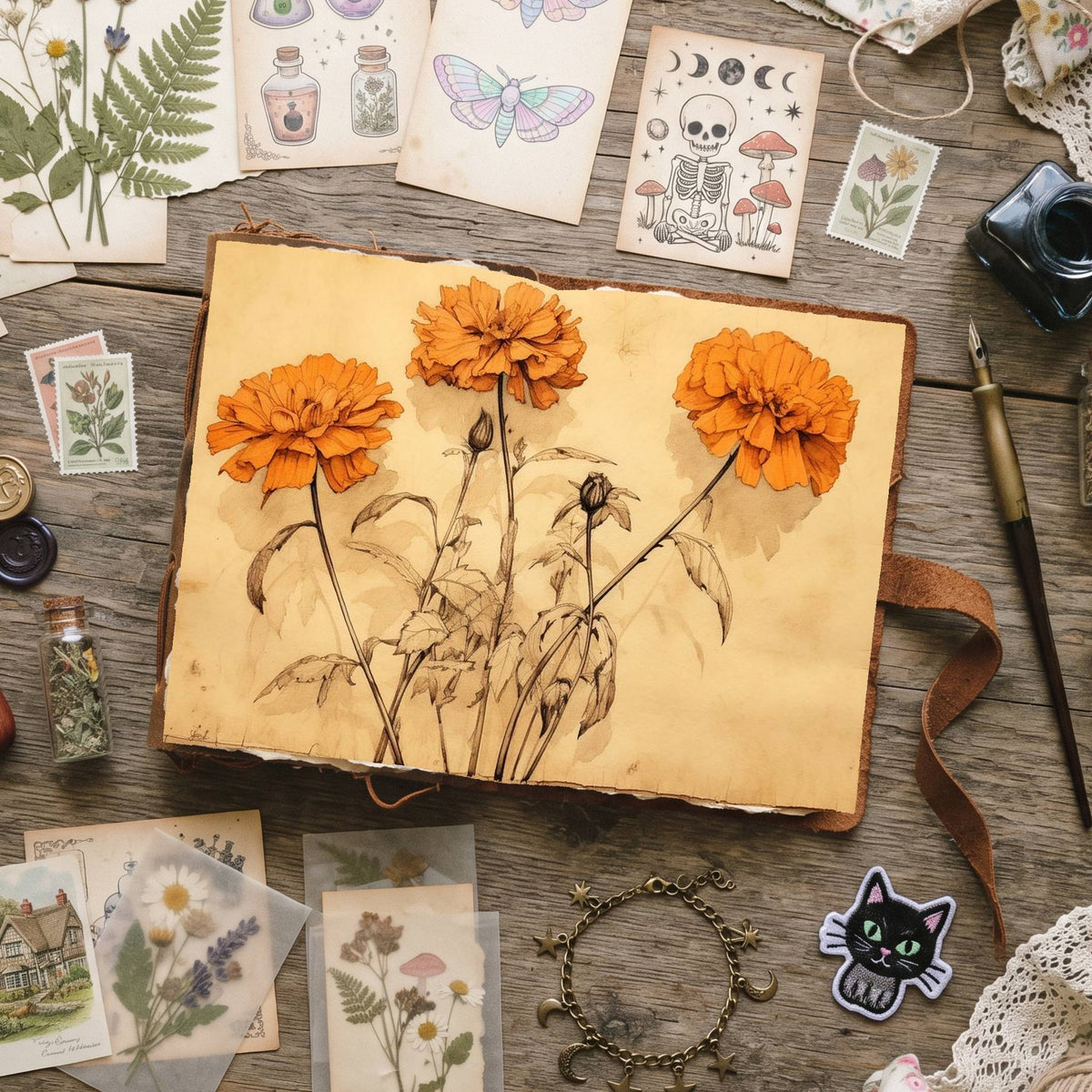 Marigold Flowers Digital Papers