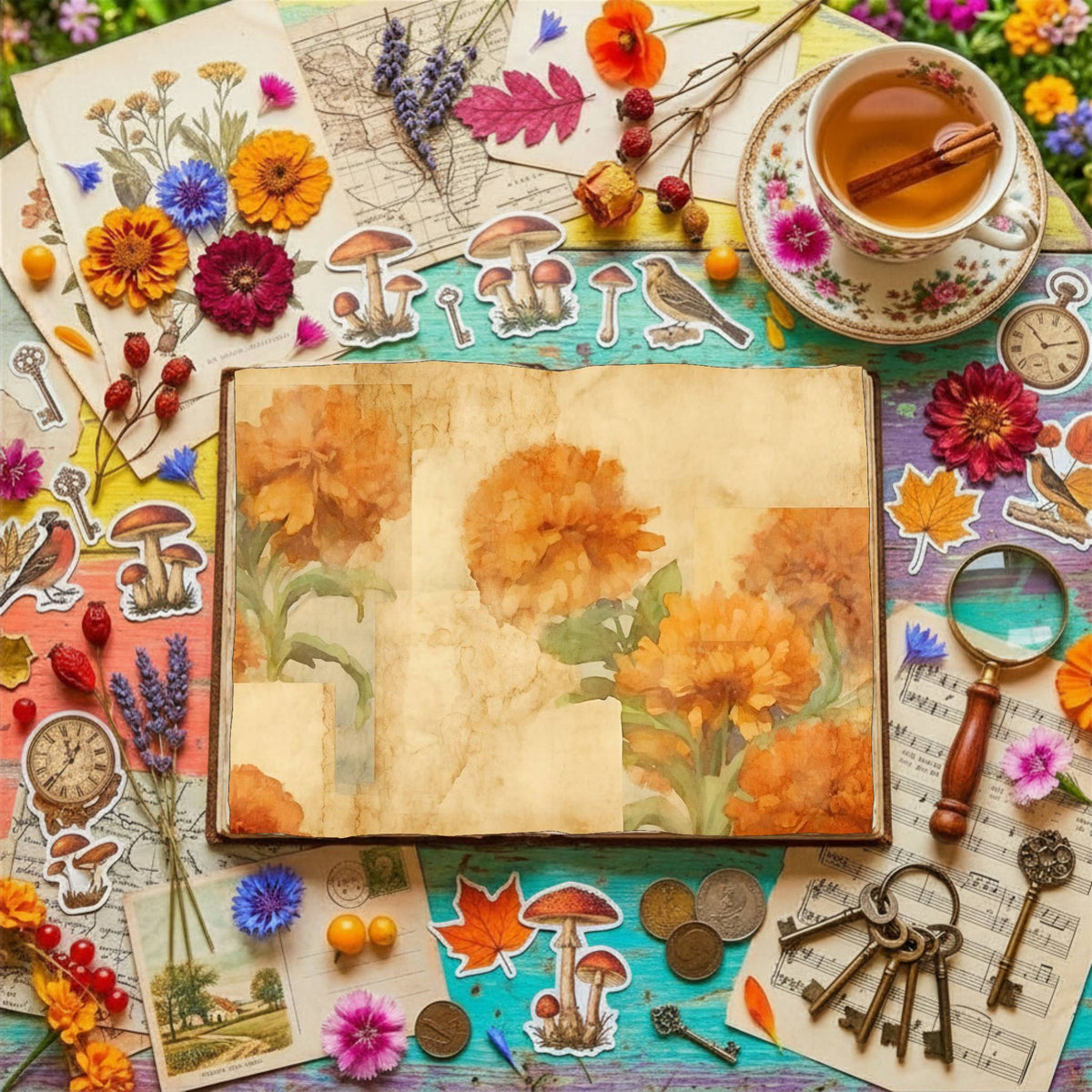 Marigold Flowers Digital Papers