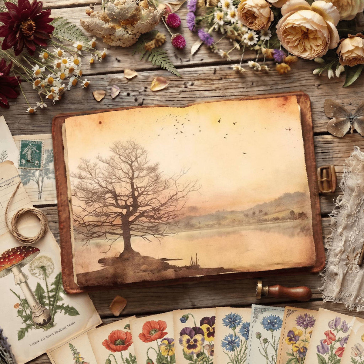 Misty Riverscape Digital Papers