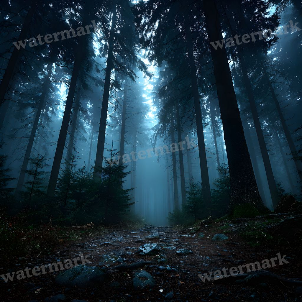 Misty Forest digital photo backdrop for photo editing, preview 6