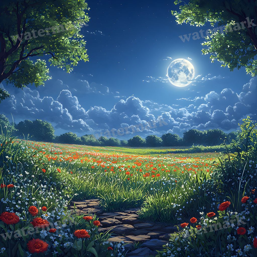 Moonlit Field Backdrop Images