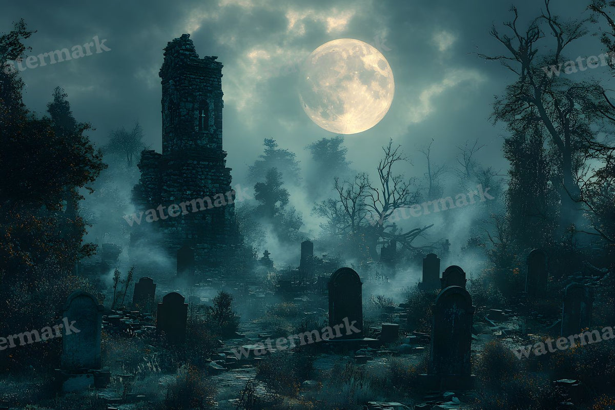 Moonlit Graveyard Backdrop Images