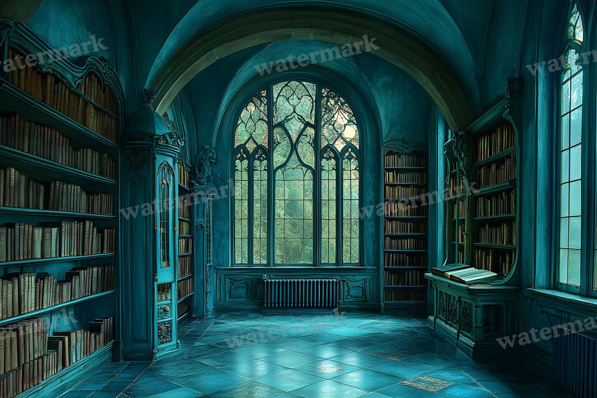 Moonlit Library Backdrop Images