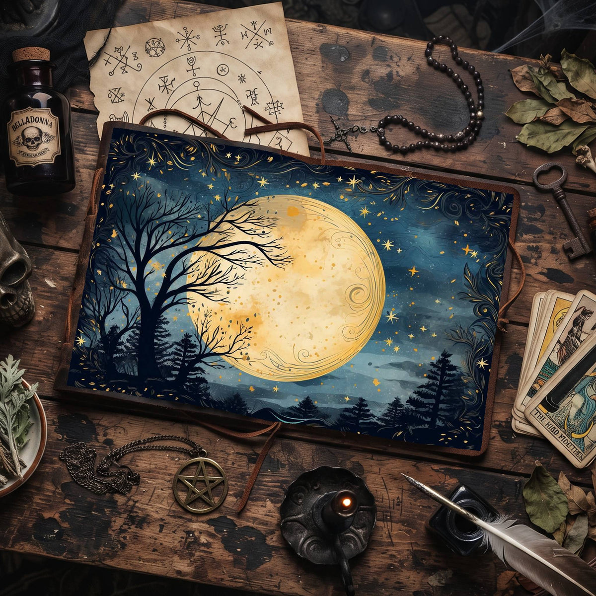 Moonlit Tree Digital Papers