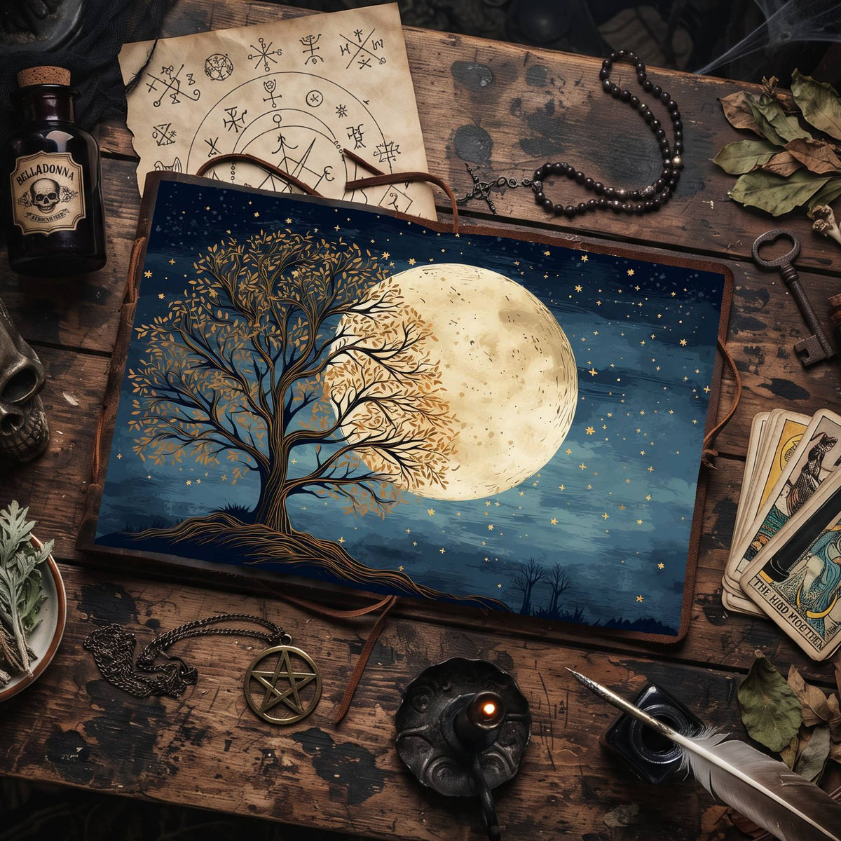 Moonlit Tree Digital Papers