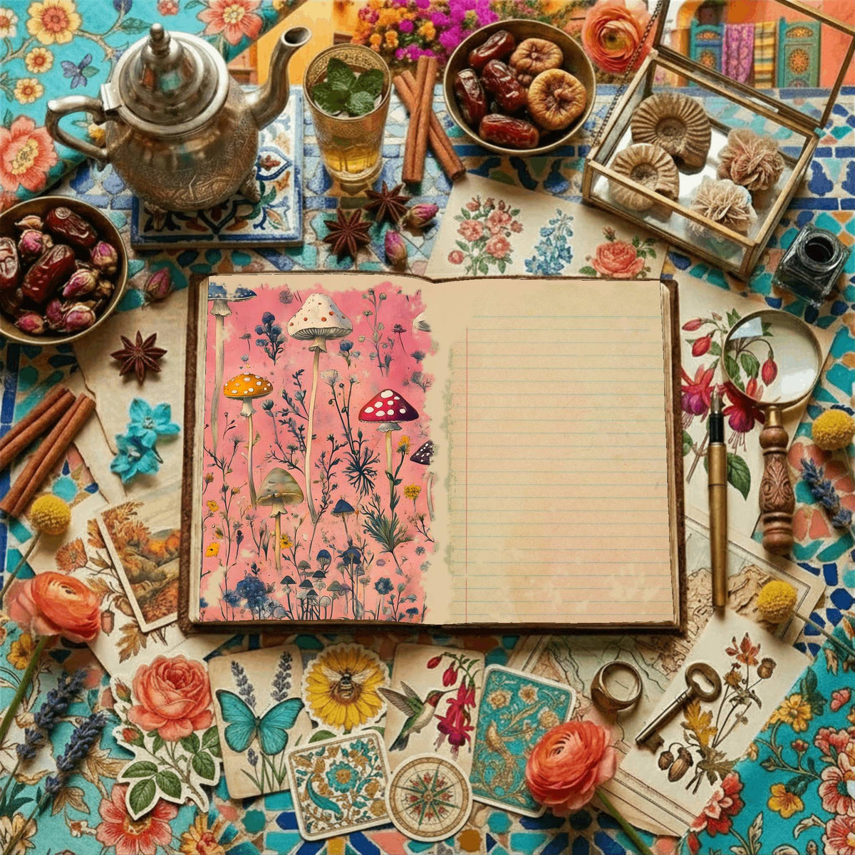 Mushroom printable junk journal paper, page preview 7
