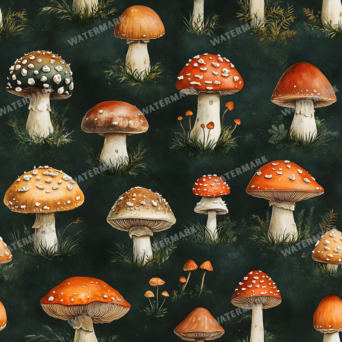Mushrooms Seamless Pattern