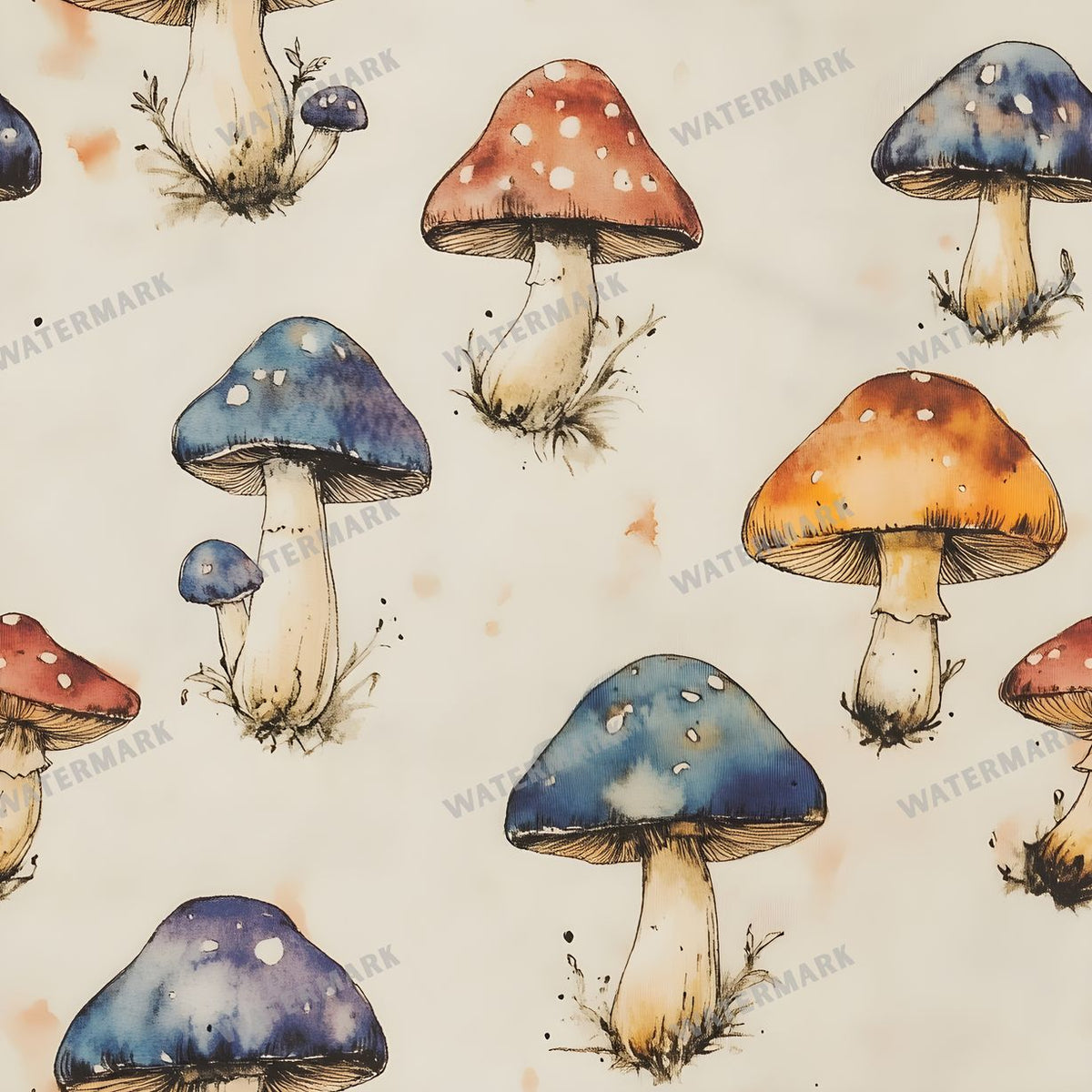 Mushrooms Seamless Pattern
