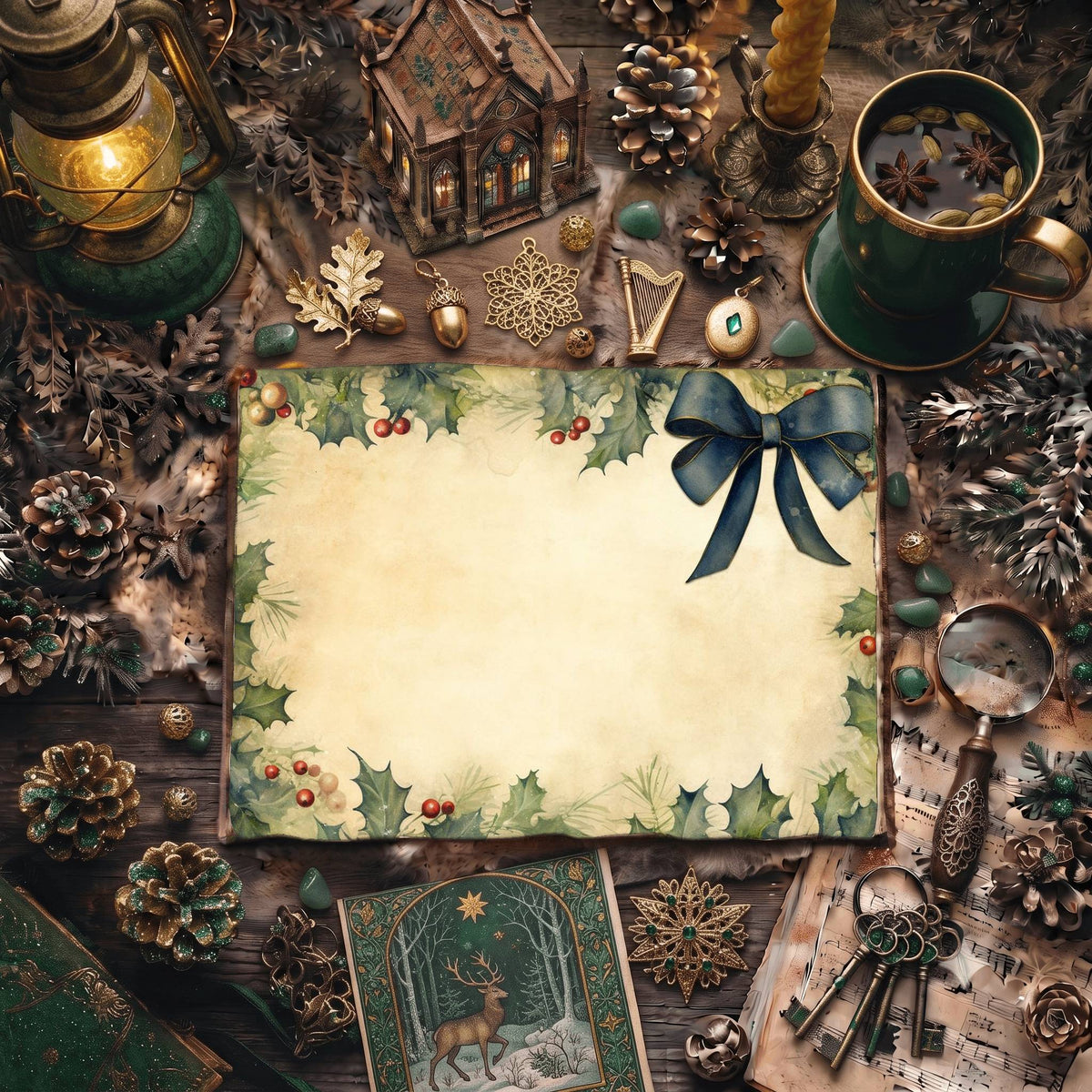 Navy Blue Christmas Gift Digital Papers