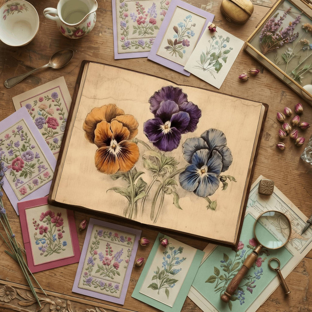 Pansy Flower Watercolour Digital Papers