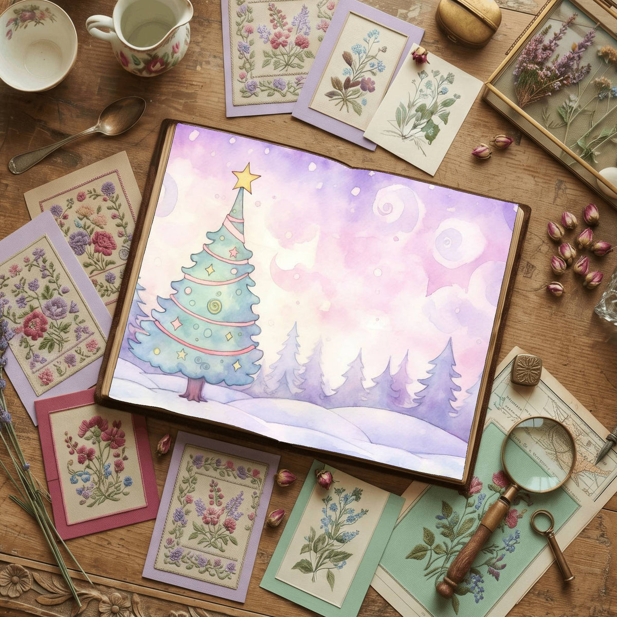 Pastel Chirstmas Tree Digital Papers