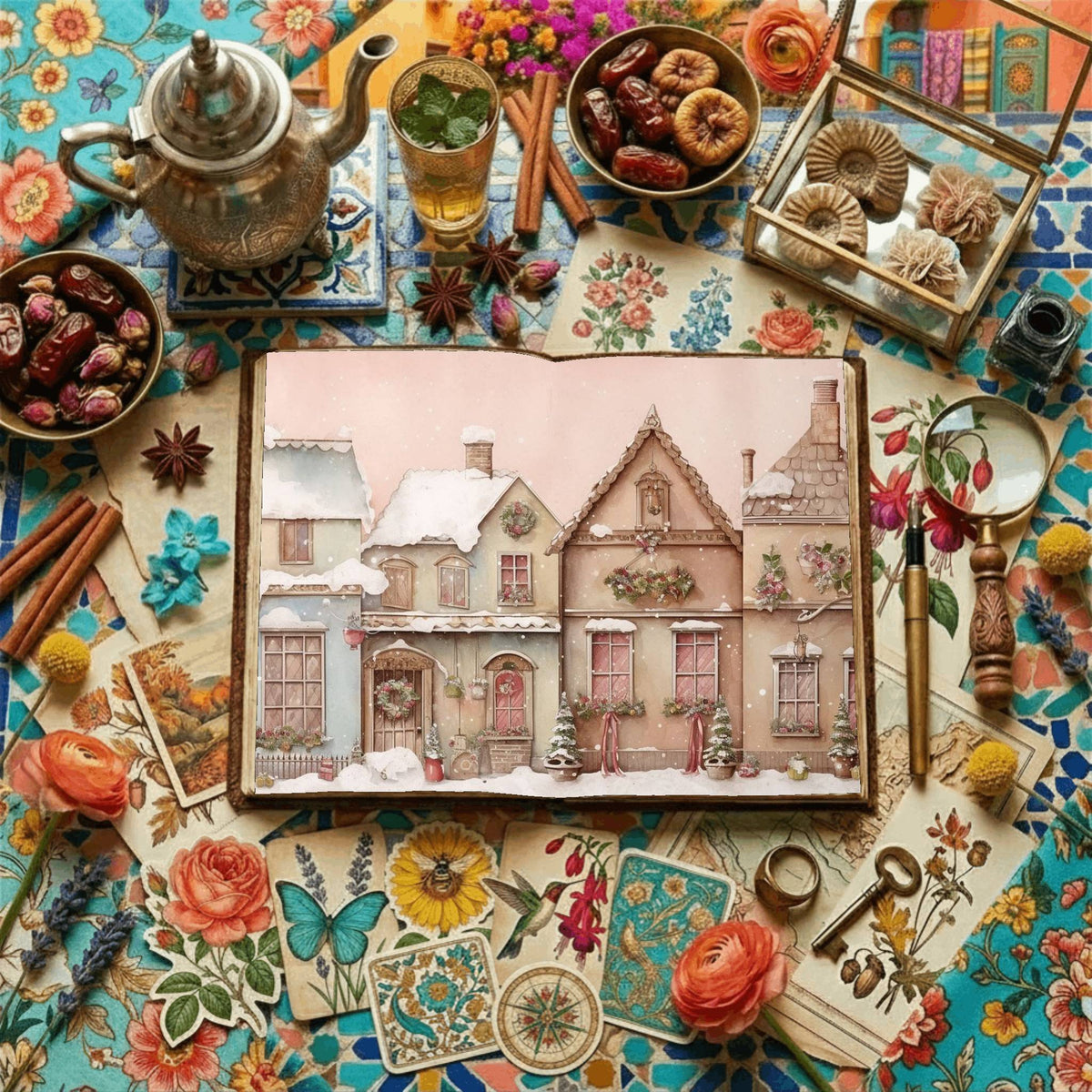 Pastel Christmas printable junk journal paper, page preview 7