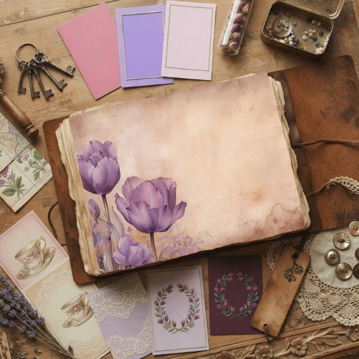 Purple Tulips Digital Papers