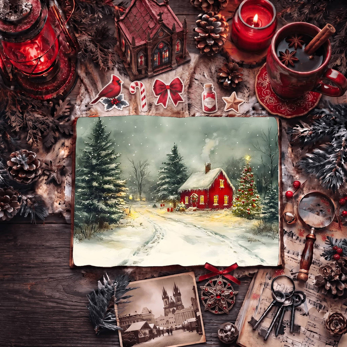 Red Christmas Digital Papers