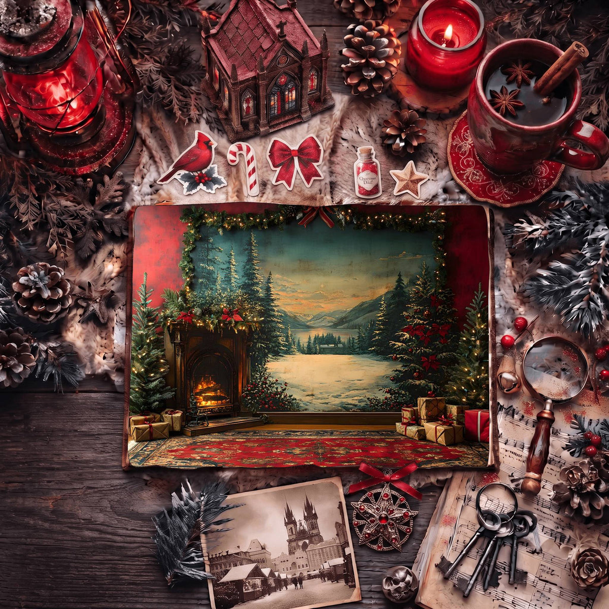Red Christmas Digital Papers