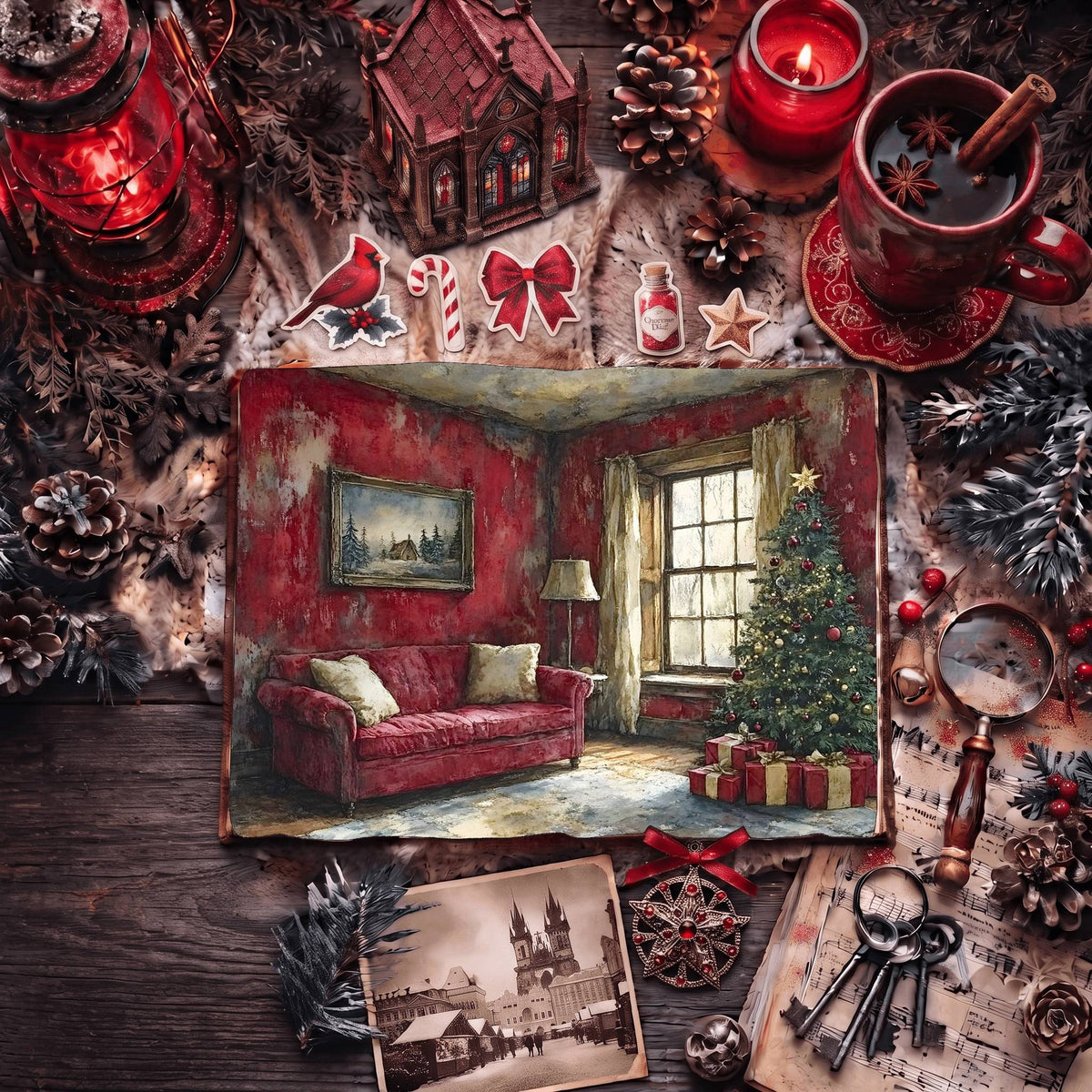 Red Christmas Digital Papers