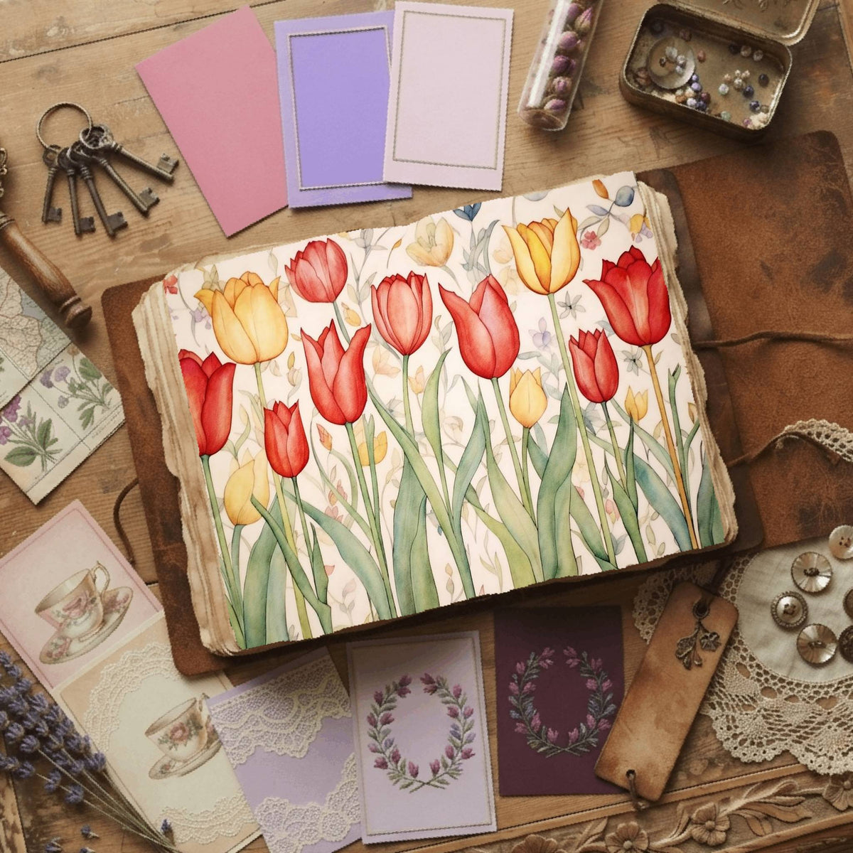 Red Tulips Digital Papers