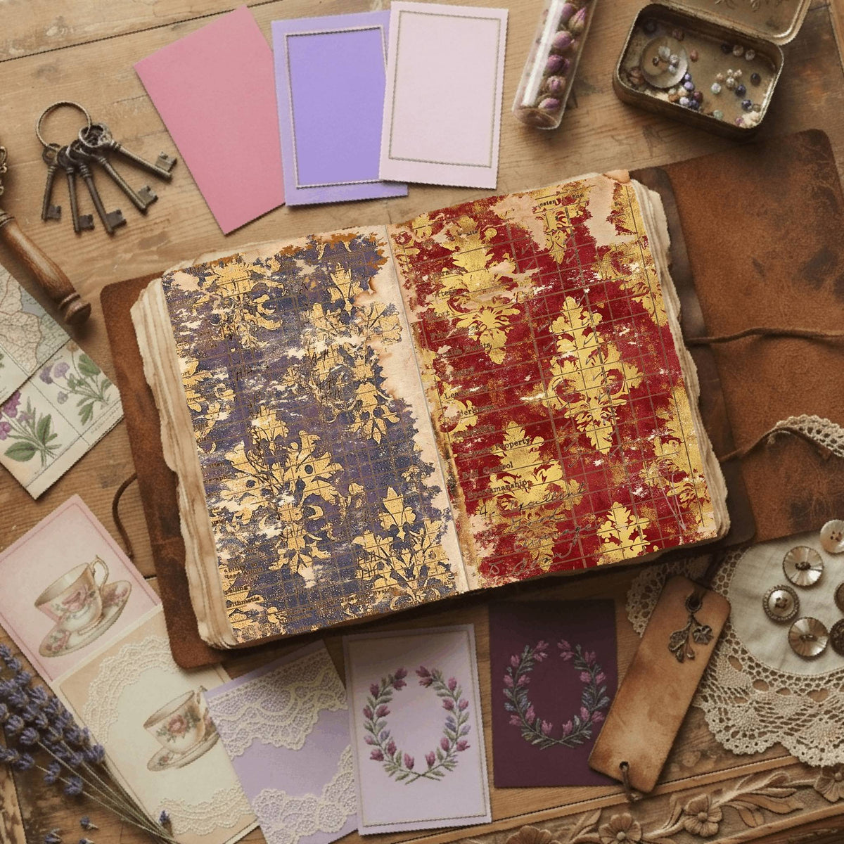 Regal Damask printable junk journal paper, page preview 7