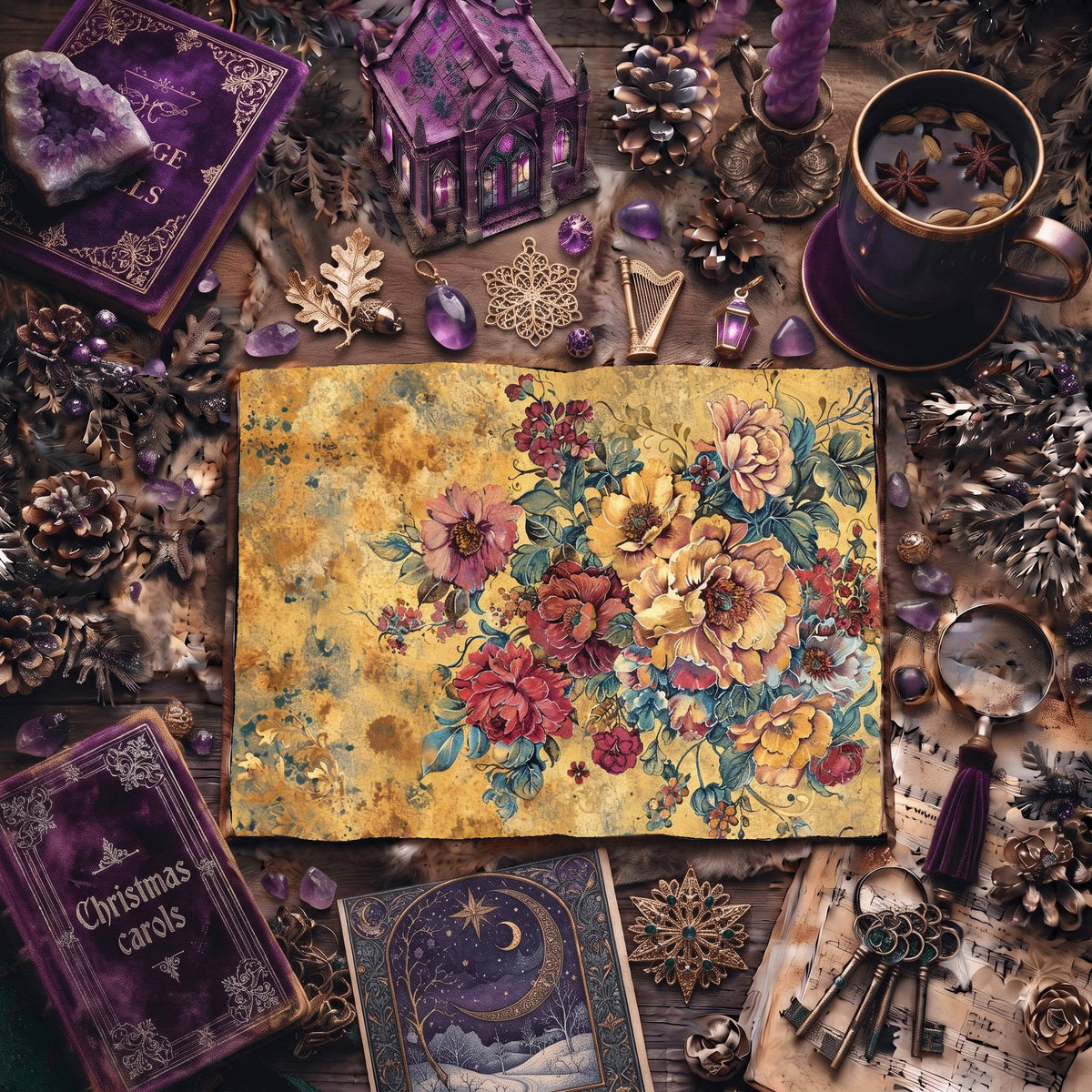 Regal Flora printable junk journal paper, page preview 7