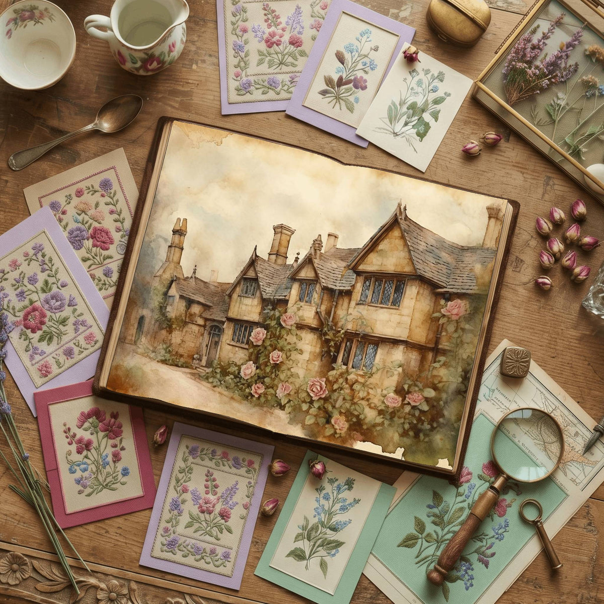 Rose Garden printable junk journal paper, page preview 7