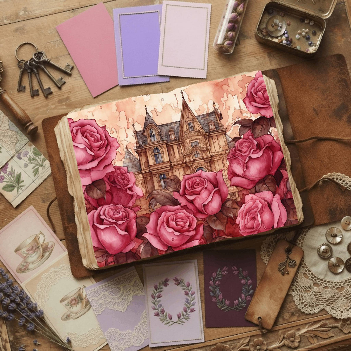Rose Garden printable junk journal paper, page preview 7