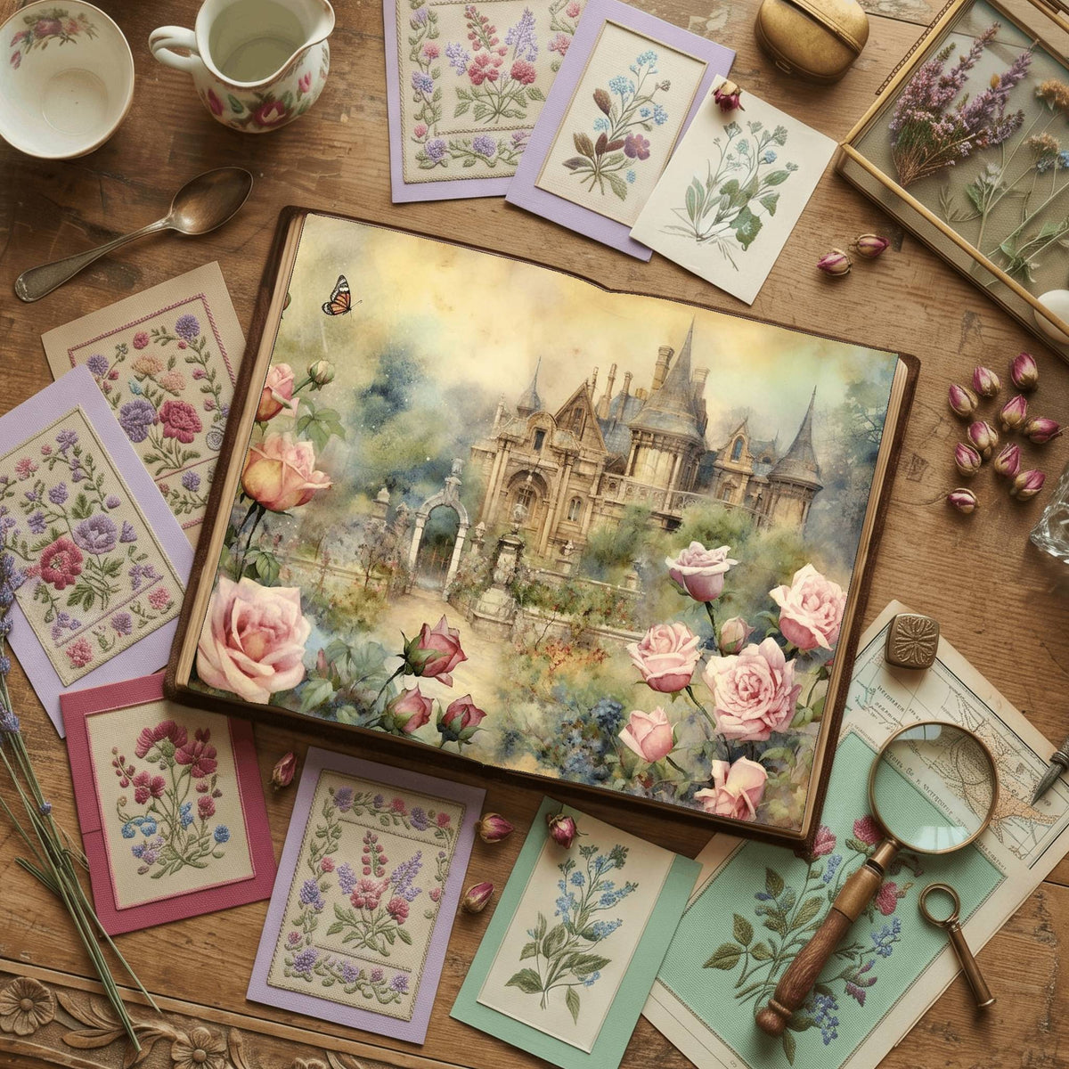 Rose Garden printable junk journal paper, page preview 7