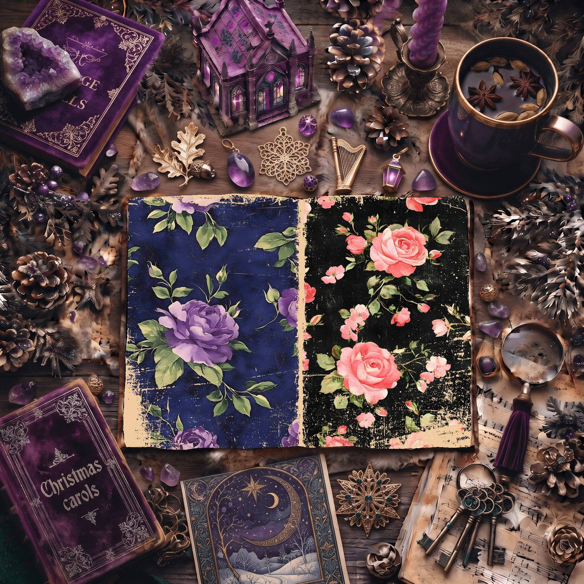 Rose printable junk journal paper, page preview 7