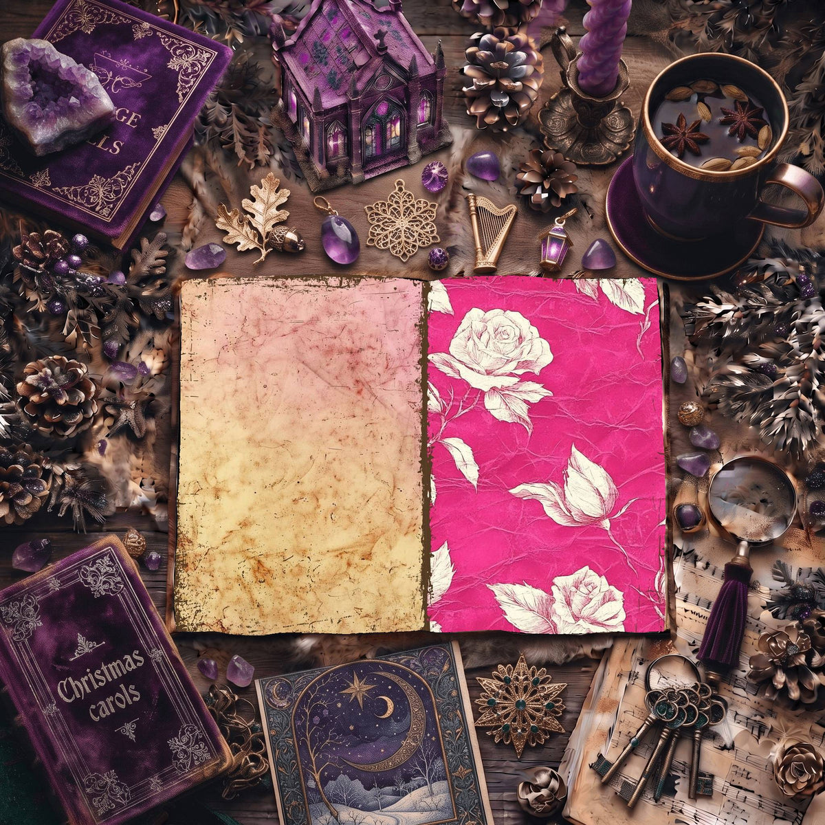 Rose printable junk journal paper, page preview 7