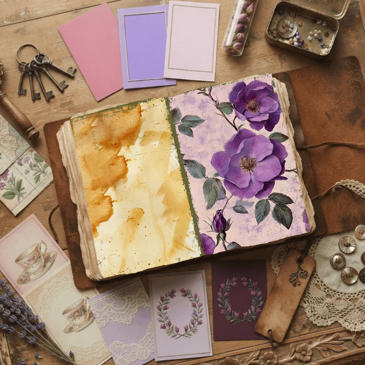 Rose printable junk journal paper, page preview 7