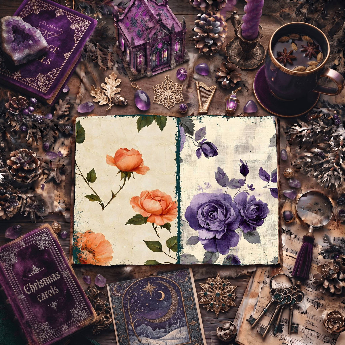 Rose printable junk journal paper, page preview 7