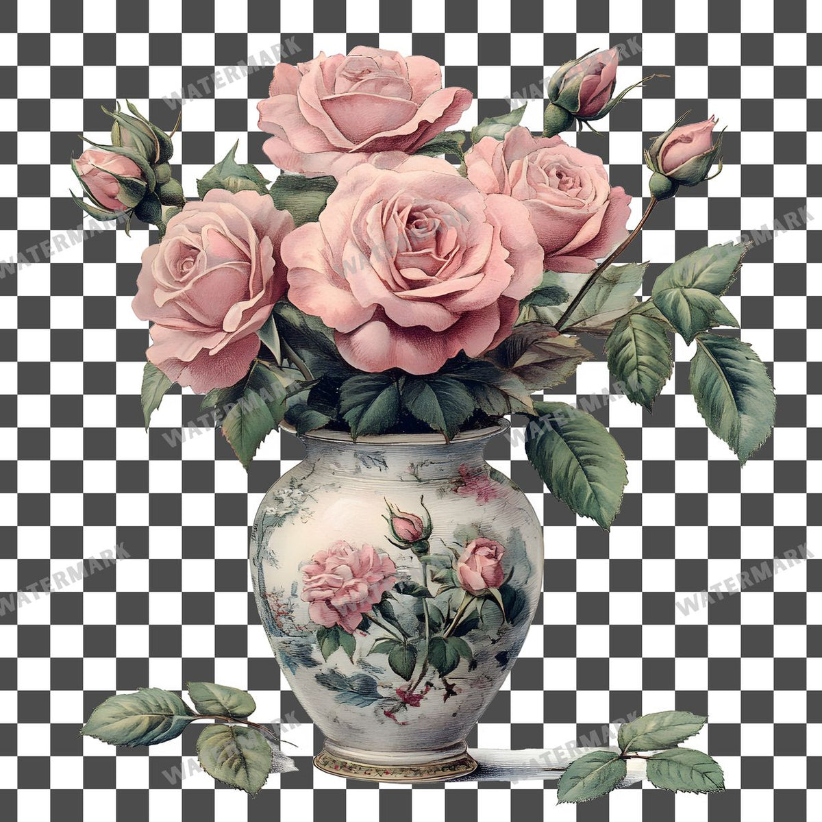 Roses Vintage Style clipart PNG on a transparent background, design 7