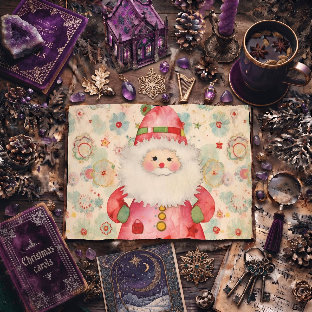 Santa Claus Watercolor Digital Papers