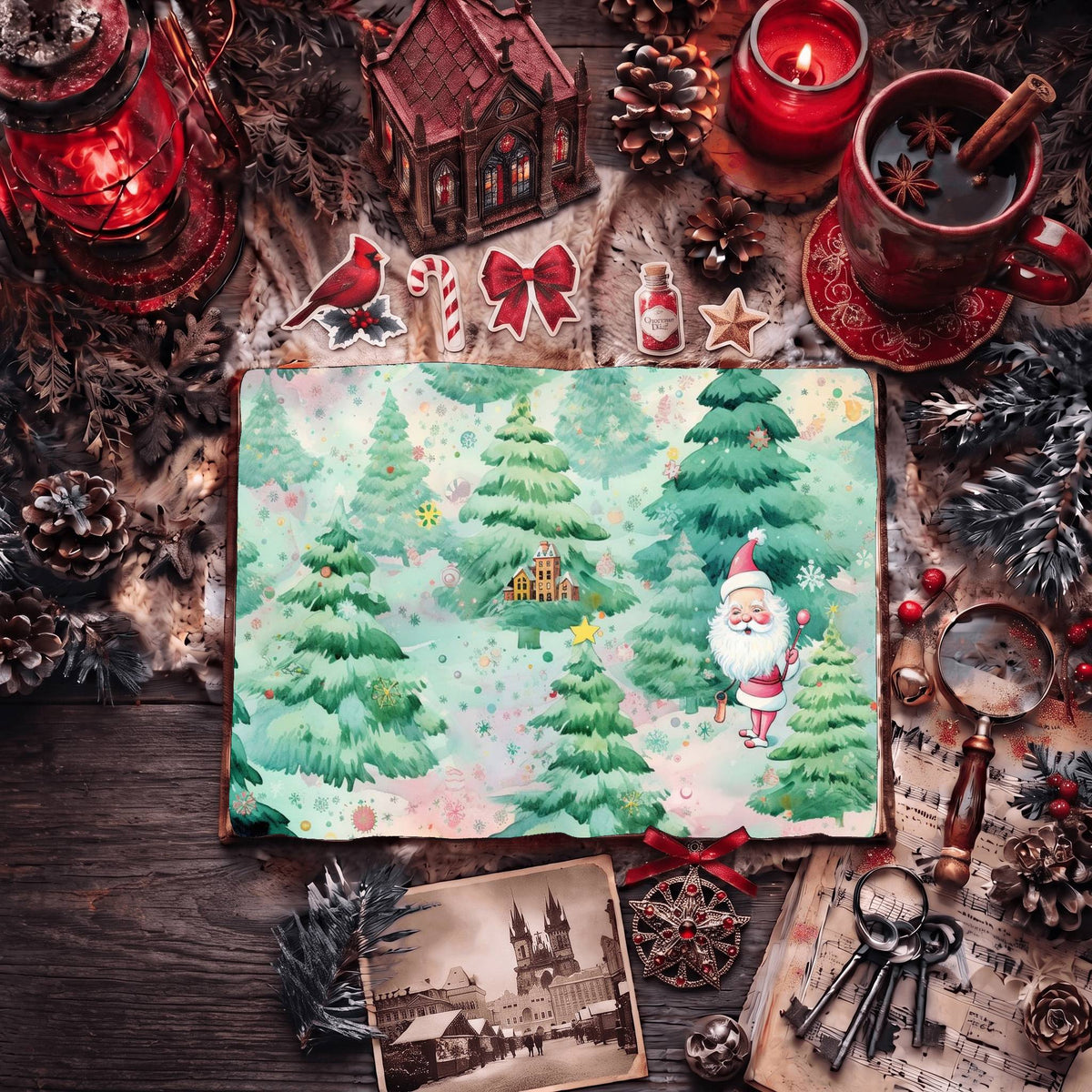 Santa Pastel Christmas printable junk journal paper, page preview 7