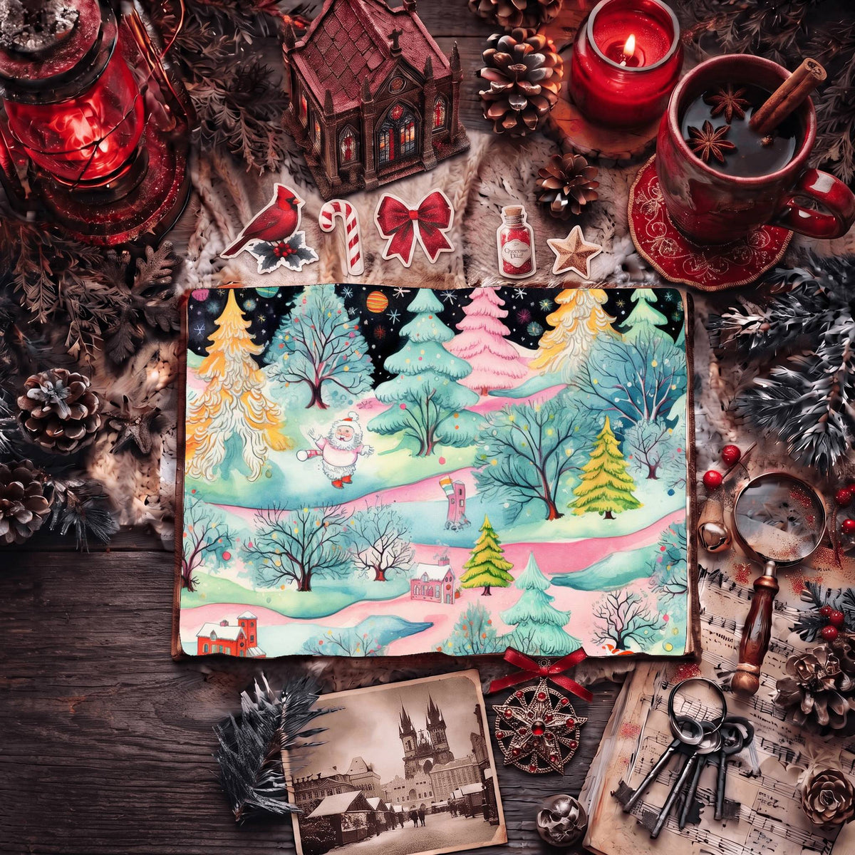 Santa Pastel Christmas printable junk journal paper, page preview 7