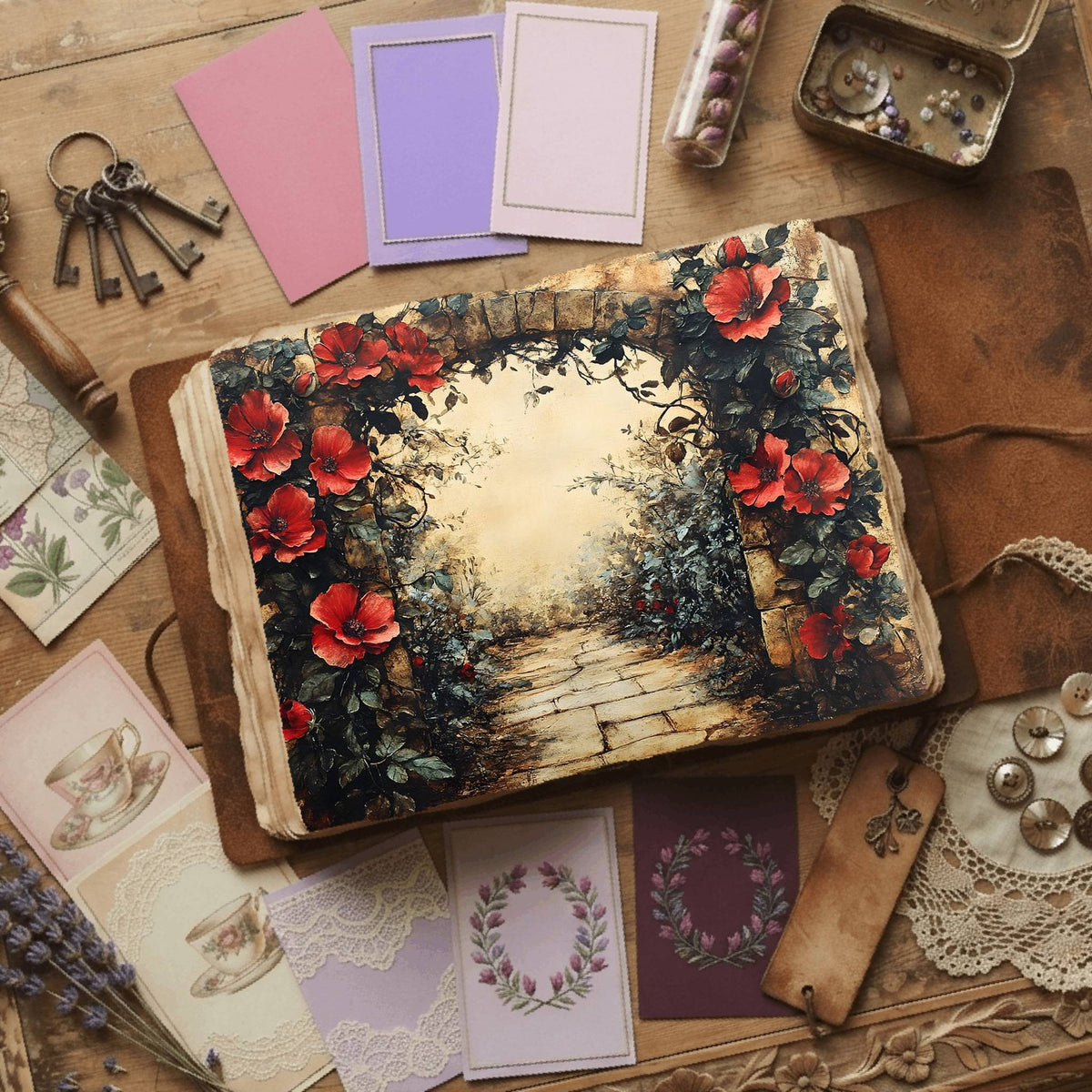 Secret Garden printable junk journal paper, page preview 7
