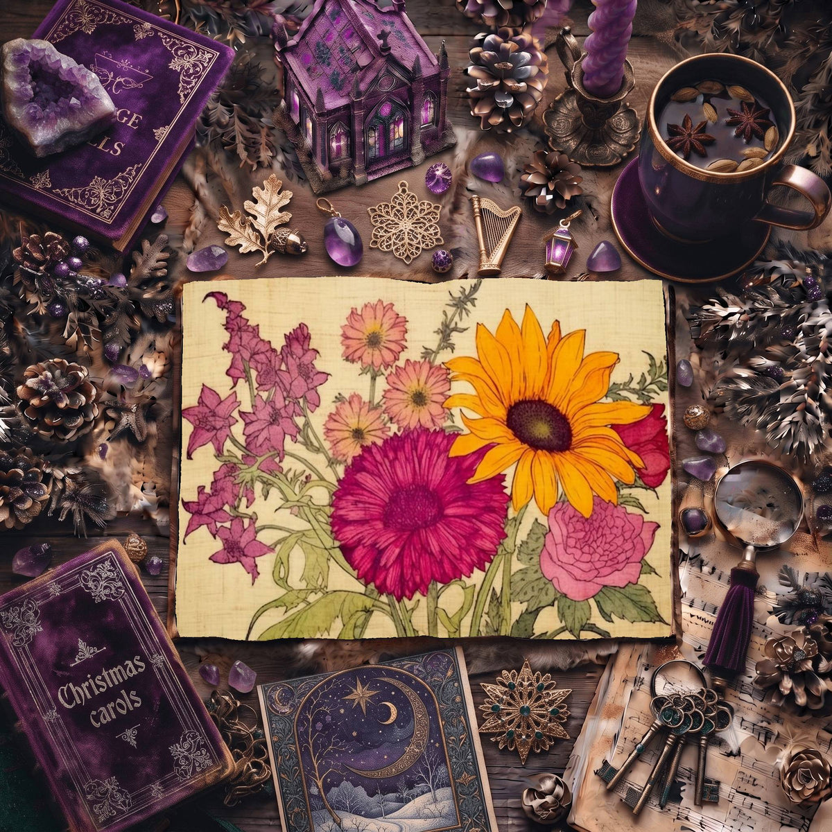 Sunflowers And Roses printable junk journal paper, page preview 7