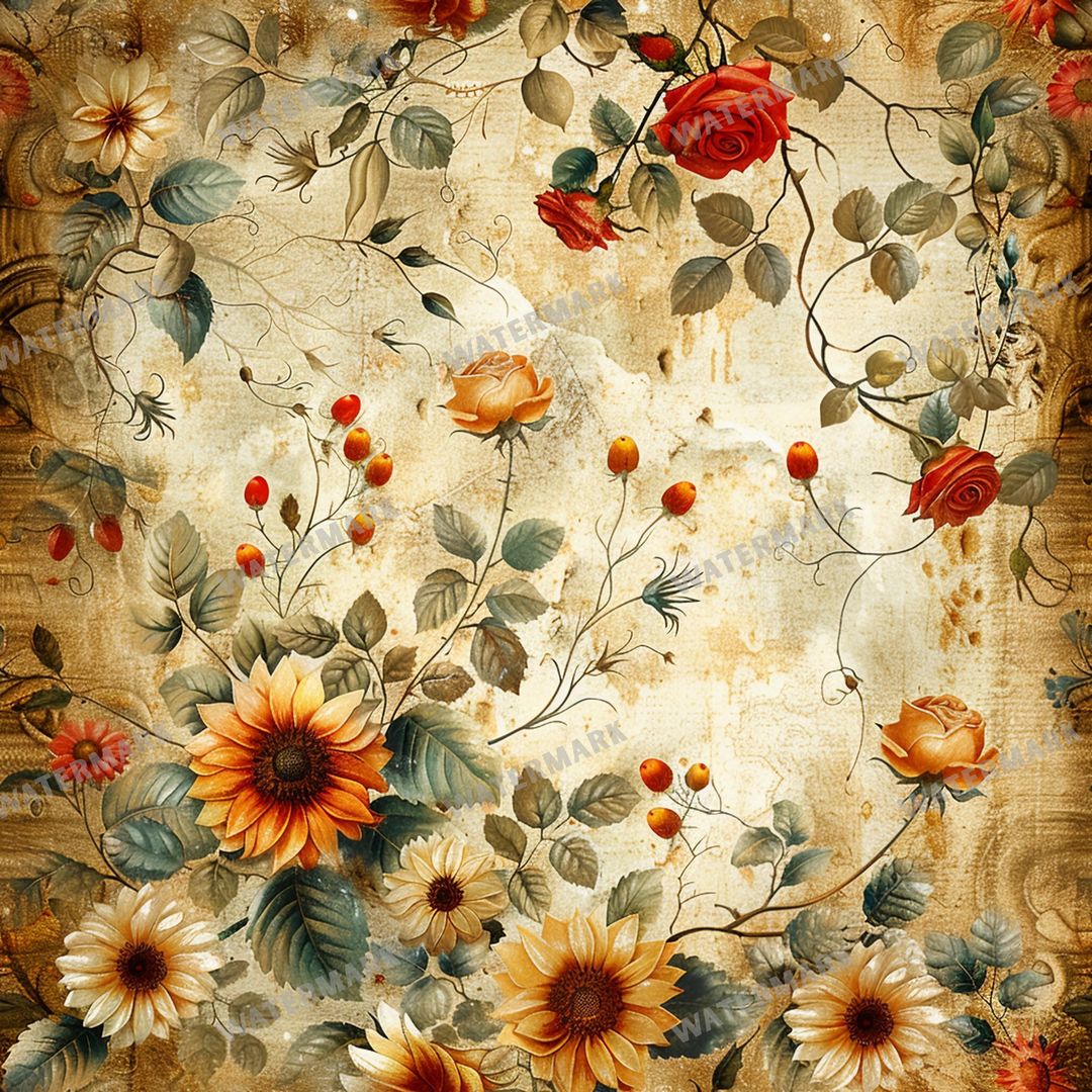 Sunflowers Seamless Pattern