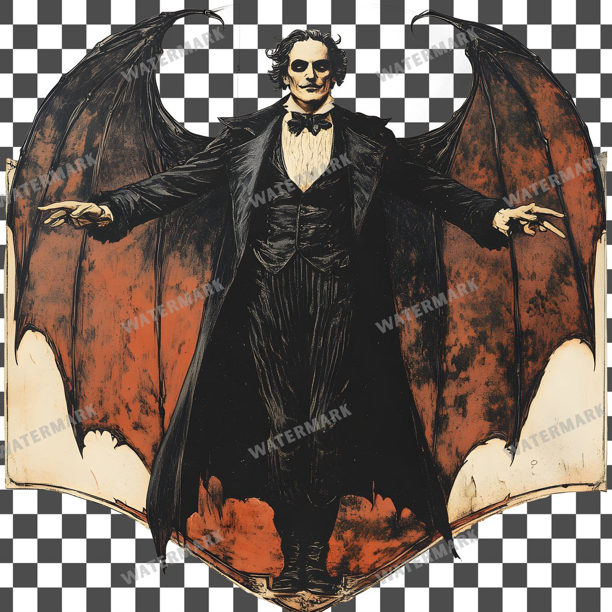 Vampire Vintage Style Clipart Pngs