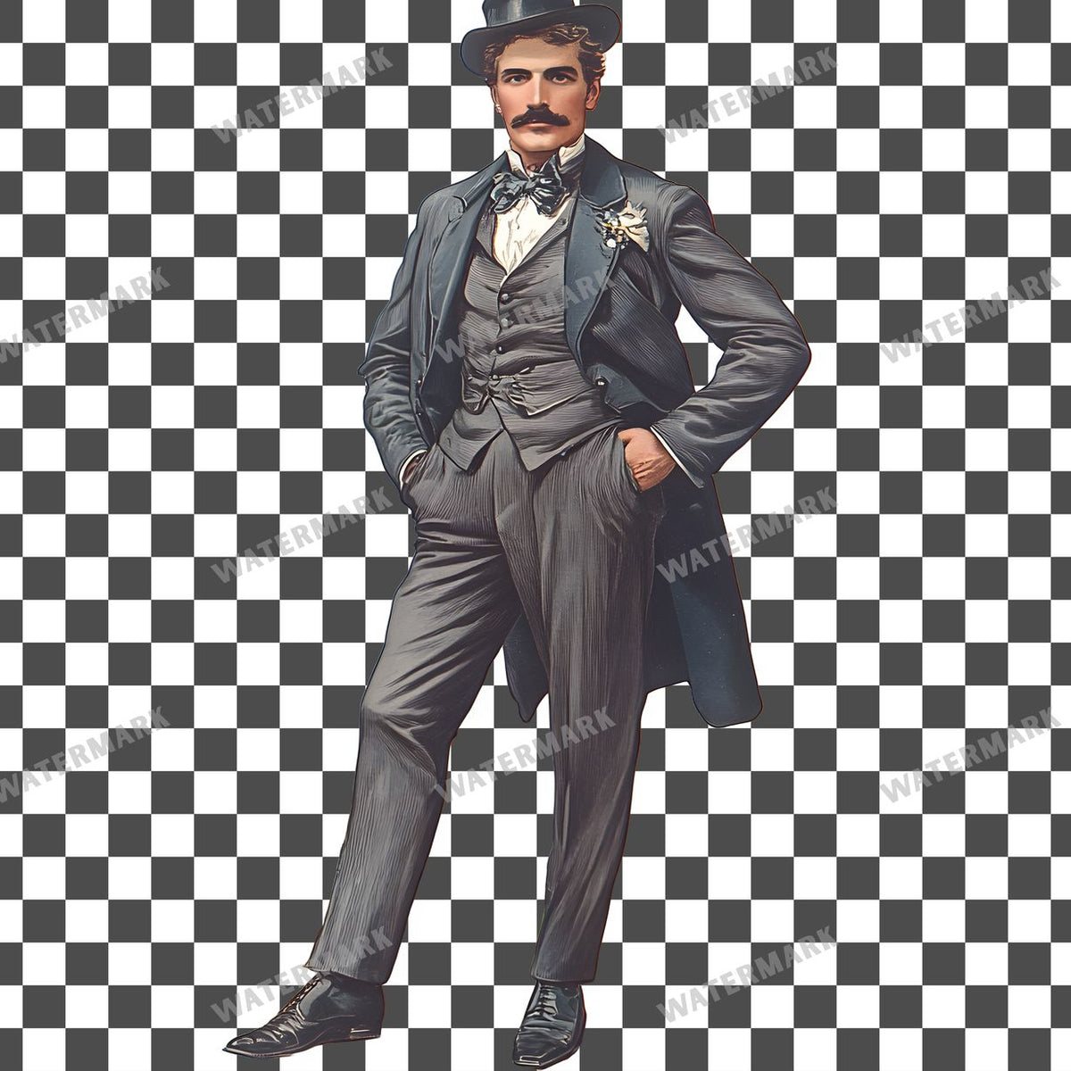 Victorian Man Vintage Style Clipart Pngs