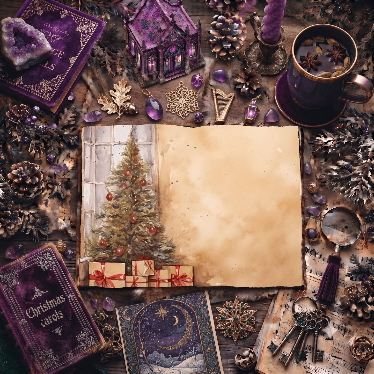 Vintage Christmas Tree Digital Papers