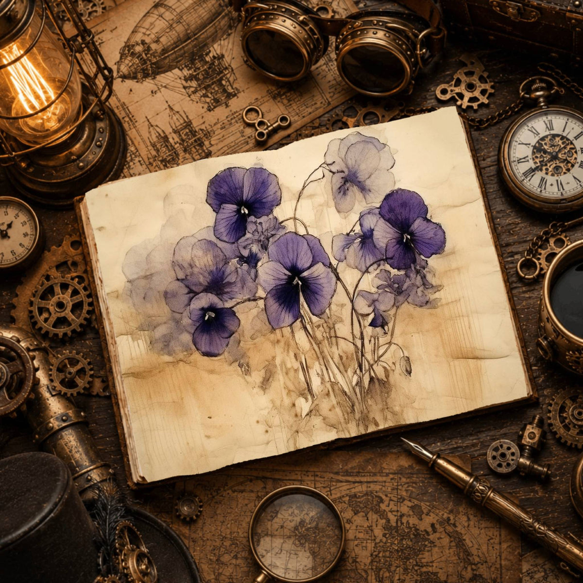 Violets Watercolour Digital Papers
