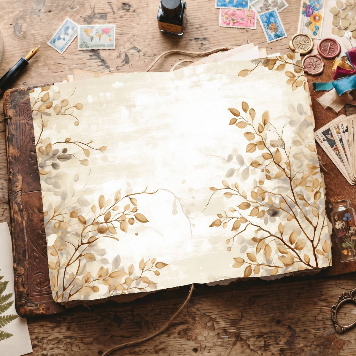 Winter Leaves Digital Papers