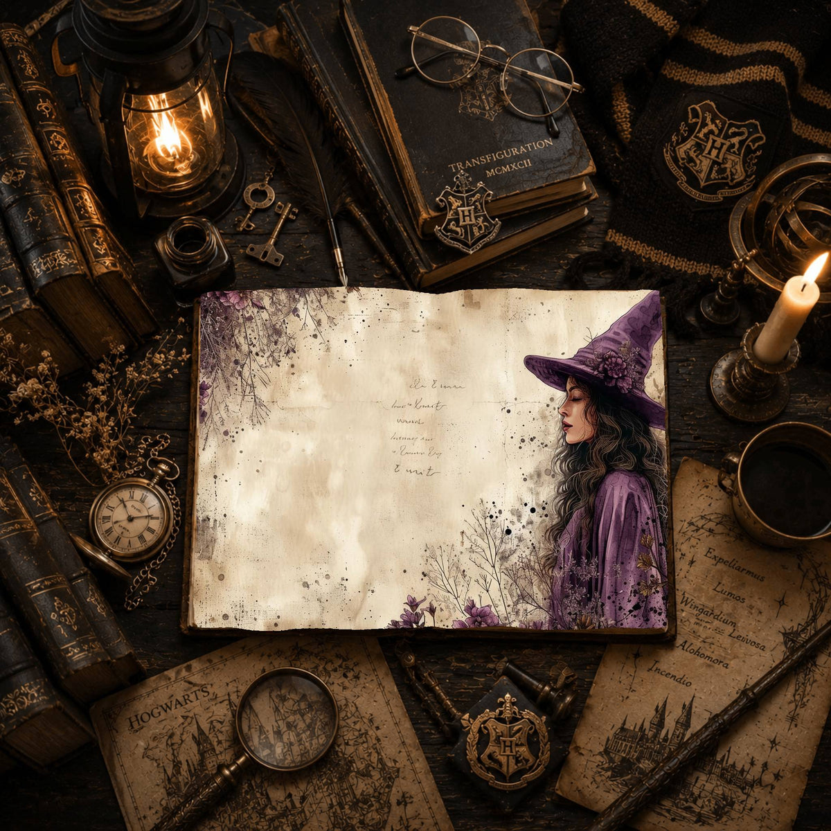 Witch printable junk journal paper, page preview 7